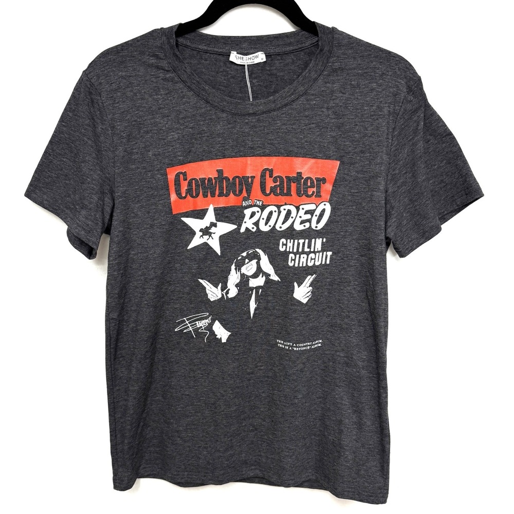 Sheshow Beyonce Cowboy Carter Rodeo Graphic T-Shirt, Women's Medium, Gray NEW
